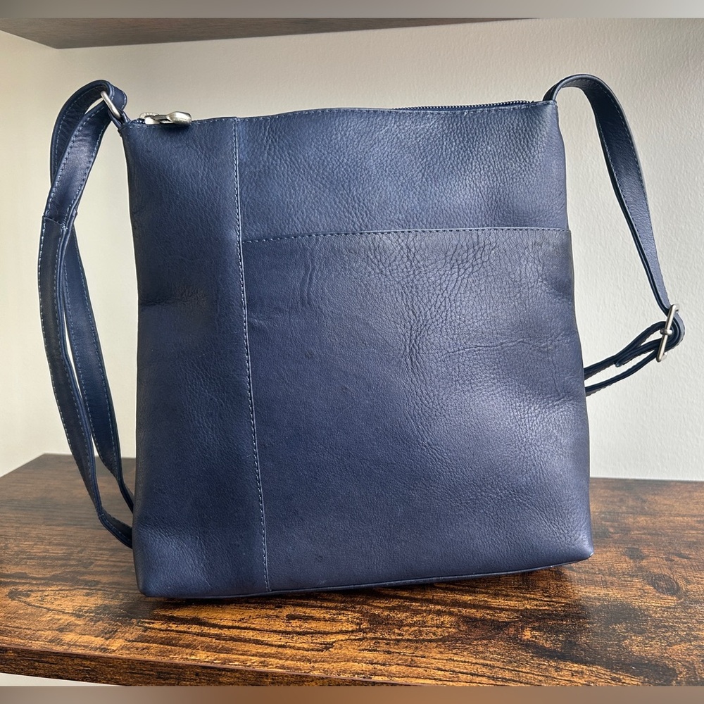 Le Donne Genuine Leather Navy Crossbody Bag Minimal Everyday Purse